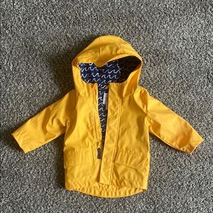 Cat & Jack Yellow and Blue Raincoat with Hood and Zipper